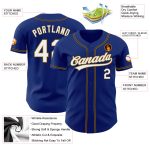 Personalized Authentic Baseball Jersey in Royal White with Old Gold-Black Personalized Royal White Old Gold-Black Authentic