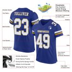 Personalized Authentic Football Jersey in Royal White and Old Gold Mesh Personalized Royal White-Old Gold Mesh Authentic