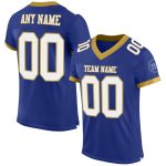 Custom Name Number Football Jersey - Personalized Royal White Old Gold Mesh Team Apparel Personalized Royal White-Old Gold