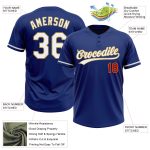 Custom Team Softball Jersey - Personalized Unisex White Gold-Red Two-Button with Name and Number Personalized Royal White