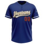 Custom Team Softball Jersey - Personalized Unisex White Gold-Red Two-Button with Name and Number Personalized Royal White