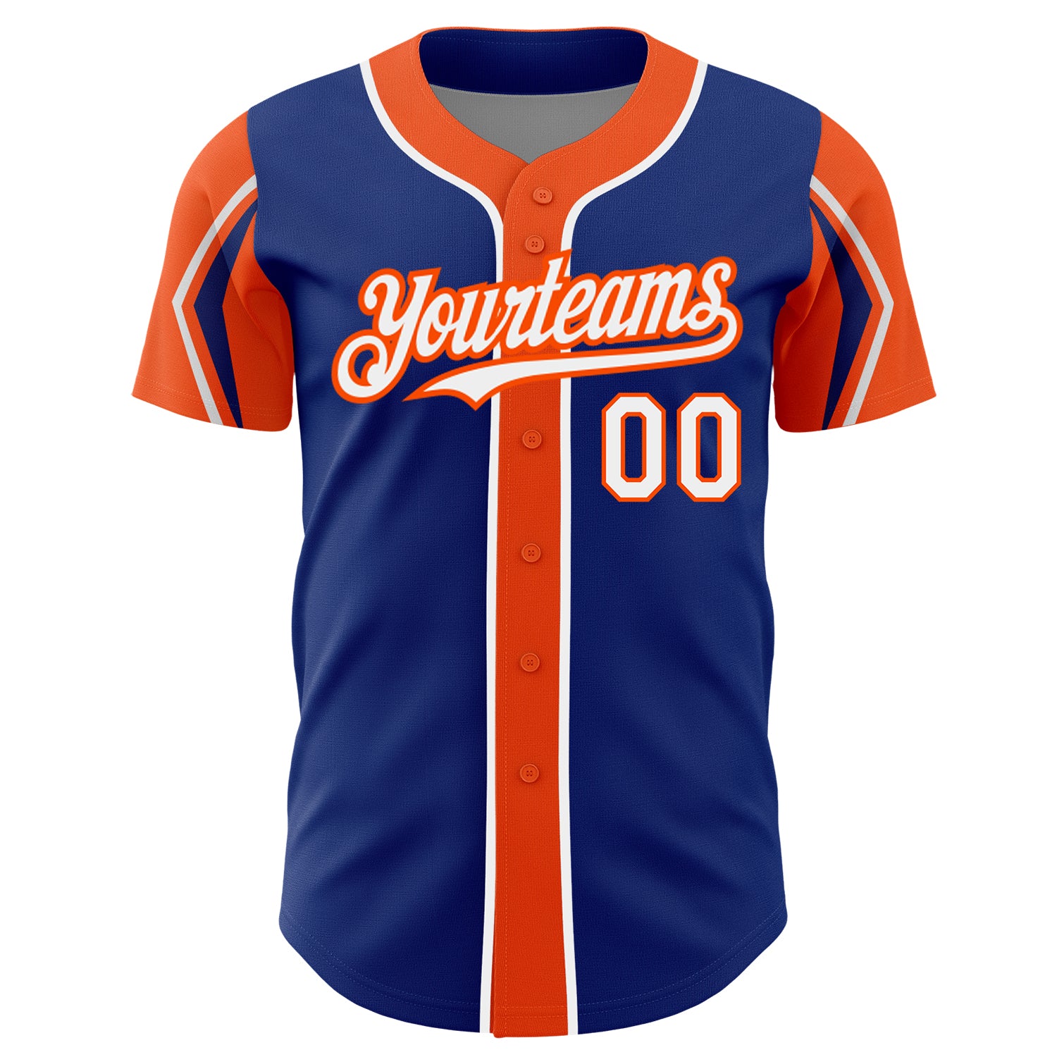 Personalized Royal White-Orange 3 Colors Arm Shapes Authentic Baseball Jersey Team Custom Name and Number Customizable Authentic Baseball Jersey - Personalized Royal White-Orange Team Jersey with Name and Number, 3 Colors Available - Image 3