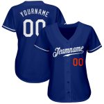 Personalized Authentic Baseball Jersey in Royal White-Orange Color Personalized Royal White-Orange Authentic Baseball Jersey