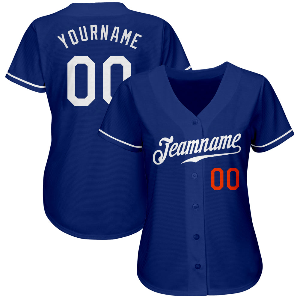 Personalized Royal White-Orange Authentic Baseball Jersey Personalized Authentic Baseball Jersey in Royal White-Orange Color Personalized Royal White-Orange Authentic Baseball Jersey - Image 2