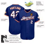 Personalized Authentic Baseball Jersey with Custom Name and Number - Royal White-Orange Team Style Personalized Royal White-Orange
