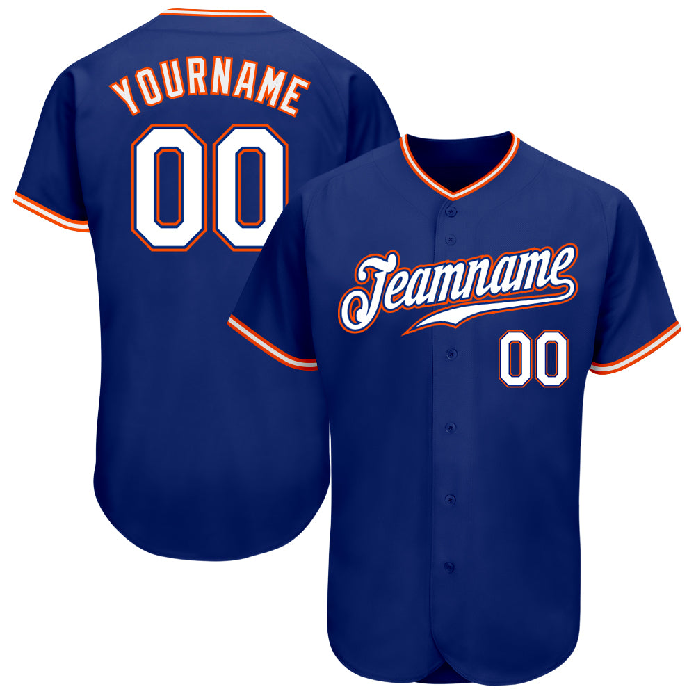 Personalized Authentic Baseball Jersey with Custom Name and Number - Royal White-Orange Team Style Personalized Royal White-Orange