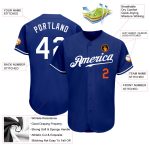 Personalized Authentic Baseball Jersey in Royal White-Orange Color Personalized Royal White-Orange Authentic Baseball Jersey