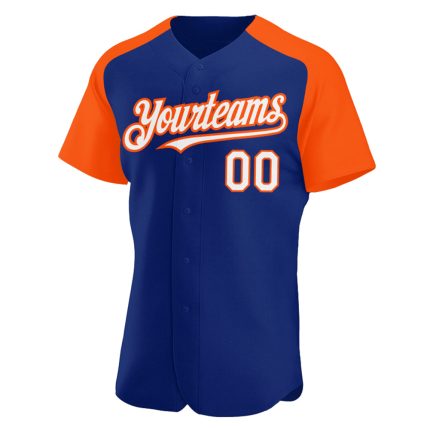 Custom Name and Number Personalized Baseball Jersey - Authentic White-Orange Raglan Sleeves Personalized Royal White-Orange