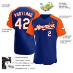 Custom Name and Number Personalized Baseball Jersey - Authentic White-Orange Raglan Sleeves Personalized Royal White-Orange