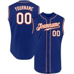 Custom Authentic Sleeveless Baseball Jersey - Personalized Royal White-Orange Team Name & Number Personalized Royal White-Orange