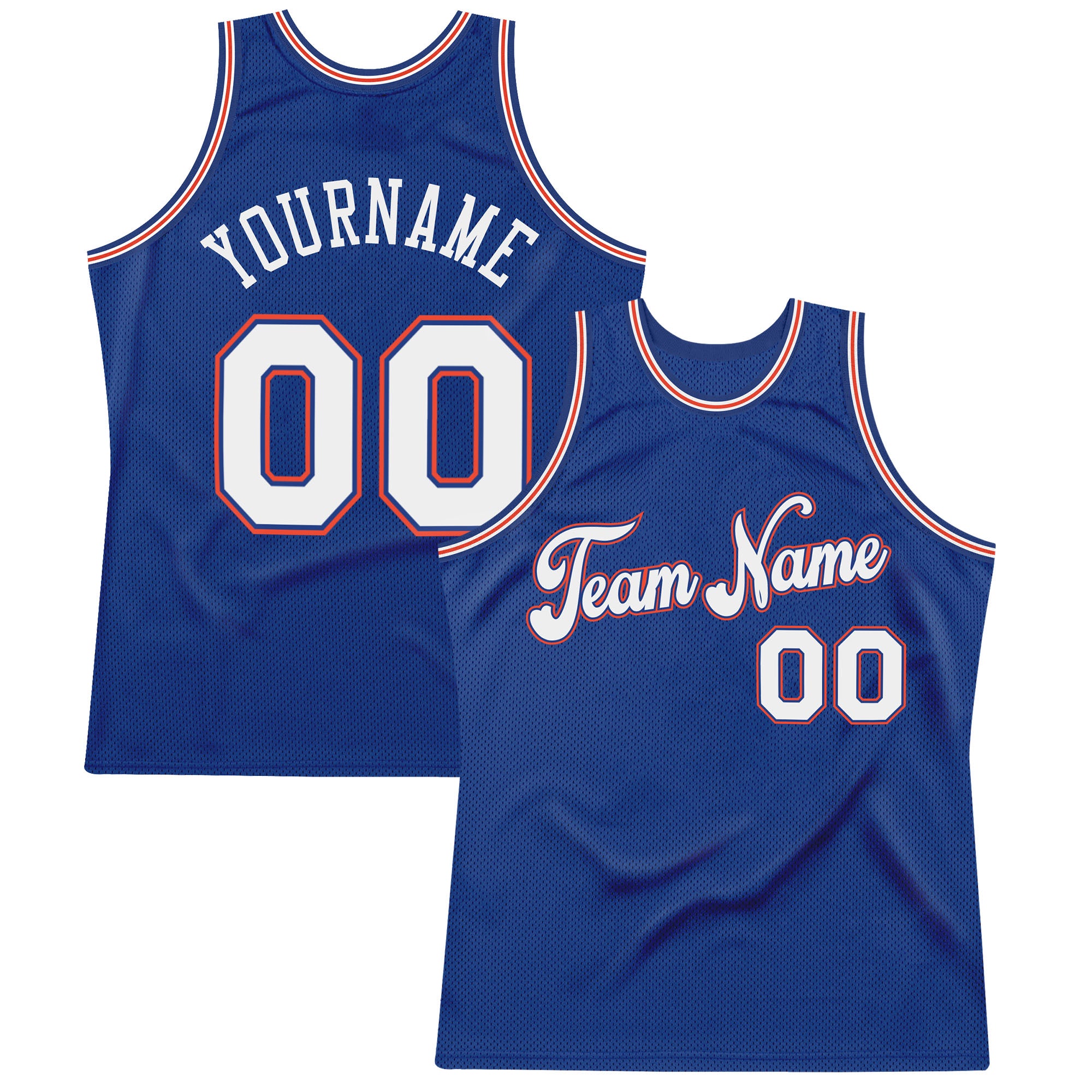 Custom Name and Number Personalized Royal White-Orange Basketball Jersey - Authentic Throwback Design Personalized Royal