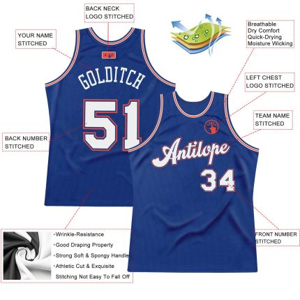 Custom Name and Number Personalized Royal White-Orange Basketball Jersey - Authentic Throwback Design Personalized Royal