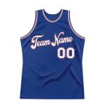 Custom Name and Number Personalized Royal White-Orange Basketball Jersey - Authentic Throwback Design Personalized Royal