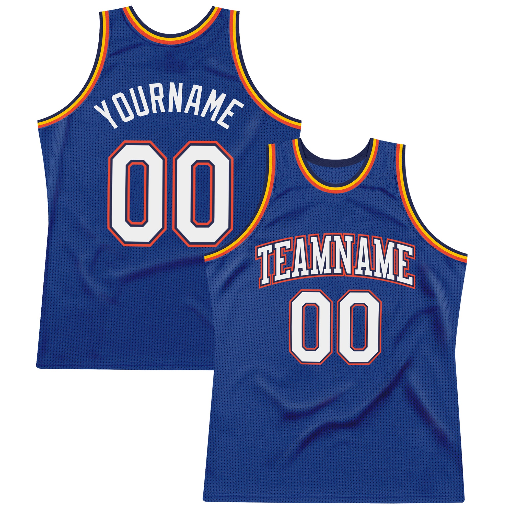 Custom Authentic White-Orange Throwback Basketball Jersey - Personalized Sports Apparel Personalized Royal White-Orange Authentic