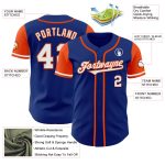 Custom Name and Number Authentic Two Tone Baseball Jersey - Personalized Royal White-Orange Team Jersey Personalized Royal