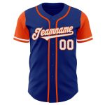 Custom Name and Number Authentic Two Tone Baseball Jersey - Personalized Royal White-Orange Team Jersey Personalized Royal