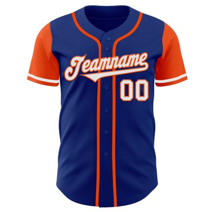 Custom Name and Number Authentic Two Tone Baseball Jersey - Personalized Royal White-Orange Team Jersey Personalized Royal