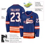 Custom Personalized Hockey Jersey with Team Name and Number - Royal White-Orange Personalized Royal White-Orange Hockey Jersey