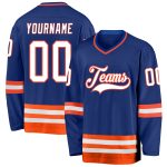 Custom Personalized Hockey Jersey with Team Name and Number - Royal White-Orange Personalized Royal White-Orange Hockey Jersey