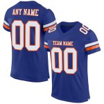 Personalized Authentic Football Jersey - Royal White-Orange Mesh Design Personalized Royal White-Orange Mesh Authentic Football