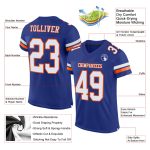 Personalized Authentic Football Jersey - Royal White-Orange Mesh Design Personalized Royal White-Orange Mesh Authentic Football