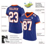 Custom Personalized Football Jersey - Royal White-Orange Mesh, Your Name & Number, Authentic Team Apparel Personalized Royal