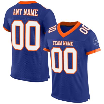 Custom Personalized Football Jersey - Royal White-Orange Mesh, Your Name & Number, Authentic Team Apparel Personalized Royal