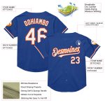 Custom Name and Number Personalized Authentic Throwback Baseball Jersey - Royal White-Orange Mesh Personalized Royal White-Orange