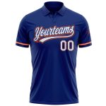 Custom Name Number Royal White-Orange Performance Golf Polo Shirt - Personalized Team Apparel Personalized Royal White-Orange
