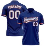 Custom Name Number Royal White-Orange Performance Golf Polo Shirt - Personalized Team Apparel Personalized Royal White-Orange