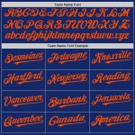 Custom Team Baseball Jersey with Personalized Name and Number - Royal White-Orange Pinstripe Authentic Split Design Personalized
