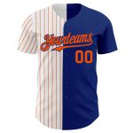 Custom Team Baseball Jersey with Personalized Name and Number - Royal White-Orange Pinstripe Authentic Split Design Personalized