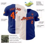 Custom Team Baseball Jersey with Personalized Name and Number - Royal White-Orange Pinstripe Authentic Split Design Personalized