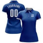 Custom Name and Number Personalized Royal White Golf Polo Shirt - Performance Team Apparel Personalized Royal White Performance