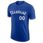 Custom Team Name and Number Performance T-Shirt - Personalized Royal White Tee Personalized Royal White Performance T-Shirt