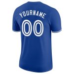 Custom Team Name and Number Performance T-Shirt - Personalized Royal White Tee Personalized Royal White Performance T-Shirt