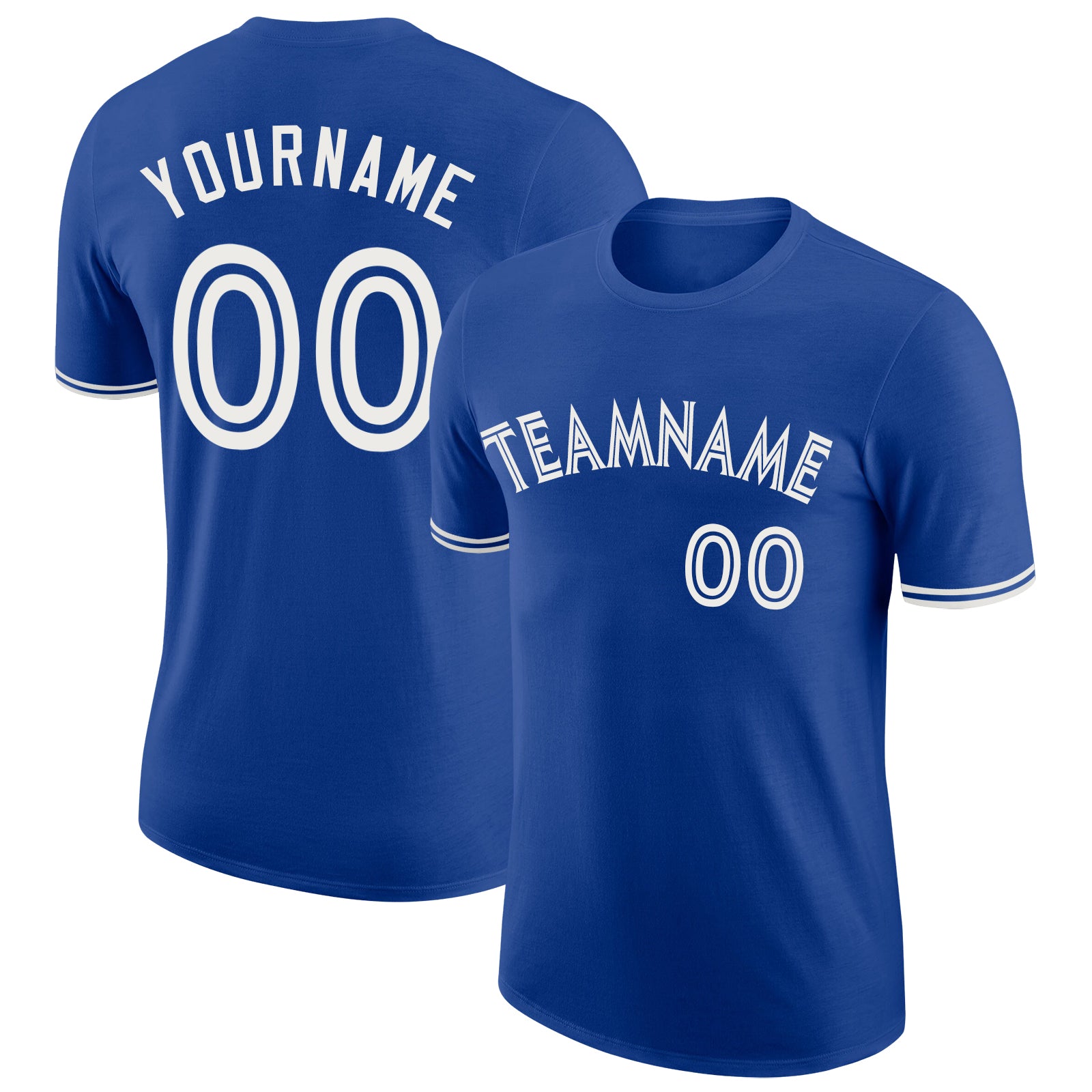 Custom Team Name and Number Performance T-Shirt - Personalized Royal White Tee Personalized Royal White Performance T-Shirt