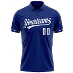 Custom Name and Number Royal White Golf Polo Shirt for Team Performance - Personalized Vapor Style Personalized Royal White