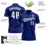 Custom Name and Number Royal White Golf Polo Shirt for Team Performance - Personalized Vapor Style Personalized Royal White