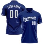 Custom Name and Number Royal White Golf Polo Shirt for Team Performance - Personalized Vapor Style Personalized Royal White