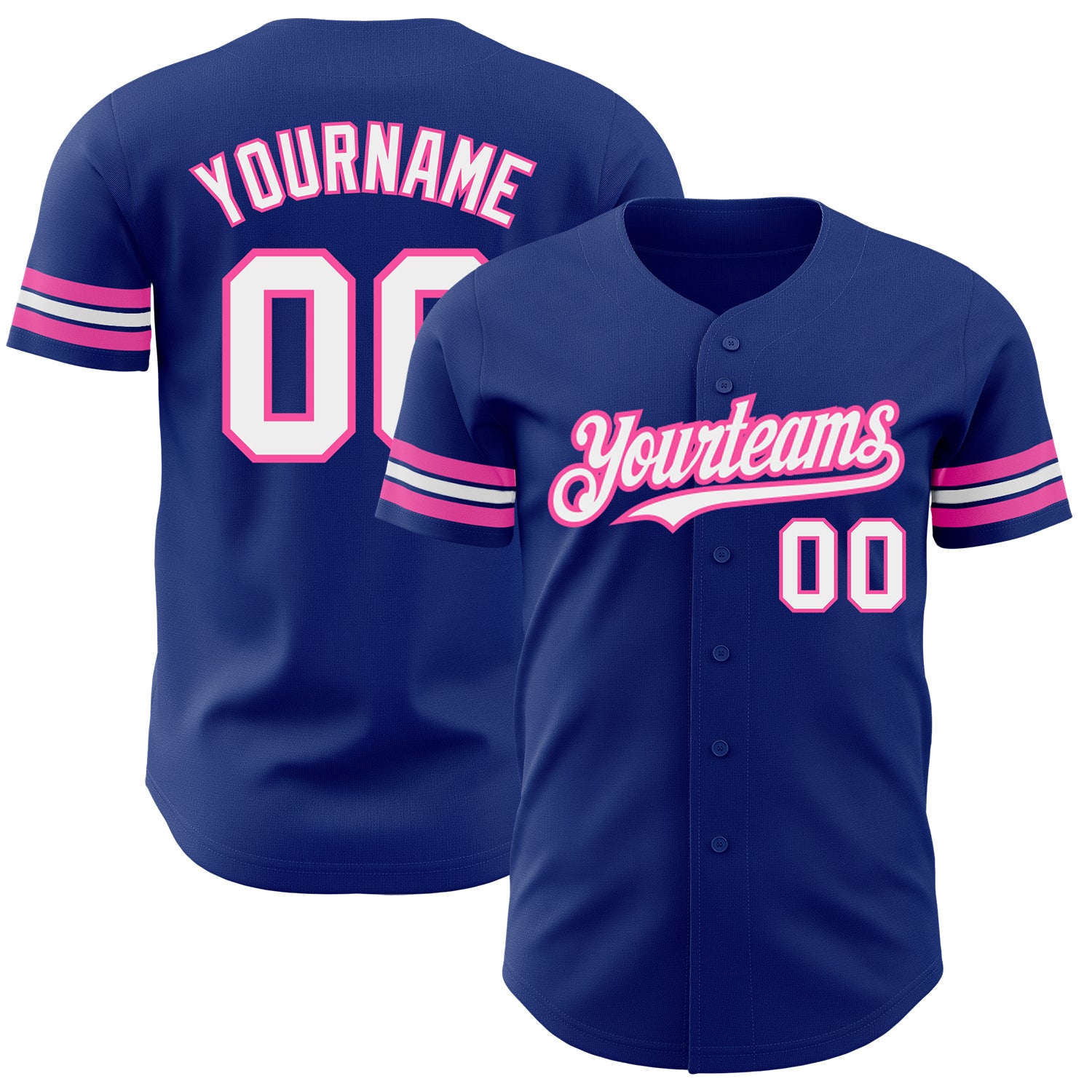 Custom Name and Number Baseball Jersey - Personalized Royal White-Pink Authentic Team Jersey Personalized Royal White-Pink