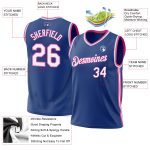 Custom Name Number Personalized Royal Pink Basketball Jersey Authentic Throwback Personalized Royal White-Pink Authentic