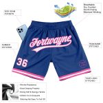 Custom Name Number Authentic Basketball Shorts Royal White Pink Throwback Personalized Royal White-Pink Authentic Throwback