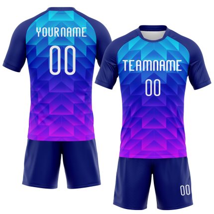 Custom Name Number Volleyball Uniform Jersey - Personalized Royal White-Pink Geometric Shape Personalized Royal White-Pink