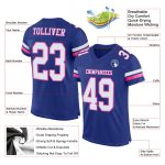 Personalized Authentic Football Jersey - Royal White Pink Mesh Design Personalized Royal White-Pink Mesh Authentic Football