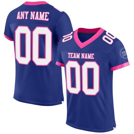 Custom Name Number Authentic Football Jersey - Personalized Royal White-Pink Mesh Team Jersey Personalized Royal White-Pink