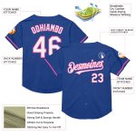 Custom Name and Number Authentic Baseball Jersey - Personalized Royal White-Pink Mesh Throwback Design Personalized Royal