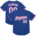 Custom Name and Number Authentic Baseball Jersey - Personalized Royal White-Pink Mesh Throwback Design Personalized Royal