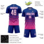 Custom Soccer Jersey - Personalized White-Pink Pinstripe Fade Uniform with Custom Name and Number Personalized Royal White-Pink