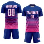 Custom Soccer Jersey - Personalized White-Pink Pinstripe Fade Uniform with Custom Name and Number Personalized Royal White-Pink